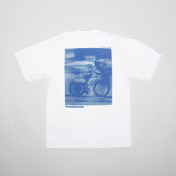 White Tee with Blue Print